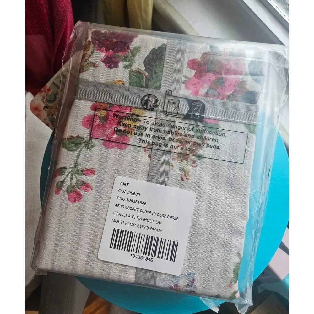 NWT Anthropologie The Printed Cotton-Slub Euro Sham | Set of Two